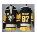 Men's Pittsburgh Penguins #87 Sidney Crosby Black Alternate Sawyer Hooded Sweatshirt Stitched NHL Jersey
