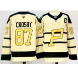 Men's Pittsburgh Penguins #87 Sidney Crosby Cream 2024-25 With C Patch Winter Classic Stitched Hockey Jersey