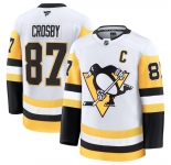 Men's Pittsburgh Penguins #87 Sidney Crosby White 2024-25 Away Stitched Hockey Jersey