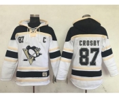 Men's Pittsburgh Penguins #87 Sidney Crosby White Sawyer Hooded Sweatshirt Stitched NHL Jersey