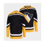 Men's Pittsburgh Penguins Blank Black 2022 Reverse Retro Stitched Jersey
