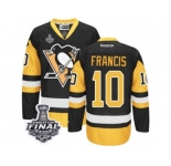Men's Reebok Pittsburgh Penguins #10 Ron Francis Authentic Black Gold Third 2017 Stanley Cup Final NHL Jersey