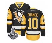 Men's Reebok Pittsburgh Penguins #10 Ron Francis Authentic Black Gold Third 2017 Stanley Cup Final NHL Jersey