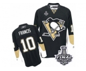 Men's Reebok Pittsburgh Penguins #10 Ron Francis Authentic Black Home 2017 Stanley Cup Final NHL Jersey