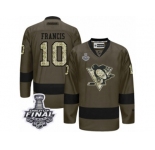 Men's Reebok Pittsburgh Penguins #10 Ron Francis Authentic Green Salute to Service 2017 Stanley Cup Final NHL Jersey
