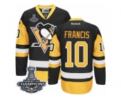 Men's Reebok Pittsburgh Penguins #10 Ron Francis Premier Black Gold Third 2017 Stanley Cup Champions NHL Jersey