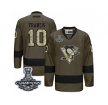 Men's Reebok Pittsburgh Penguins #10 Ron Francis Premier Green Salute to Service 2017 Stanley Cup Champions NHL Jersey