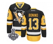 Men's Reebok Pittsburgh Penguins #13 Nick Bonino Authentic Black Gold Third 2017 Stanley Cup Final NHL Jersey