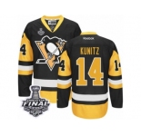 Men's Reebok Pittsburgh Penguins #14 Chris Kunitz Authentic Black Gold Third 2017 Stanley Cup Final NHL Jersey