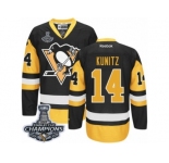 Men's Reebok Pittsburgh Penguins #14 Chris Kunitz Premier Black Gold Third 2017 Stanley Cup Champions NHL Jersey