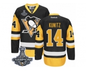 Men's Reebok Pittsburgh Penguins #14 Chris Kunitz Premier Black Gold Third 2017 Stanley Cup Champions NHL Jersey