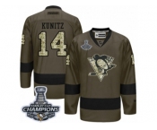 Men's Reebok Pittsburgh Penguins #14 Chris Kunitz Premier Green Salute to Service 2017 Stanley Cup Champions NHL Jersey