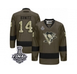 Men's Reebok Pittsburgh Penguins #14 Chris Kunitz Premier Green Salute to Service 2017 Stanley Cup Final NHL Jersey