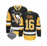Men's Reebok Pittsburgh Penguins #16 Eric Fehr Authentic Black Gold Third 2017 Stanley Cup Final NHL Jersey