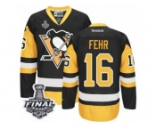 Men's Reebok Pittsburgh Penguins #16 Eric Fehr Authentic Black Gold Third 2017 Stanley Cup Final NHL Jersey