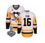 Men's Reebok Pittsburgh Penguins #16 Eric Fehr Authentic White Away 2017 Stanley Cup Final NHL Jersey