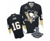 Men's Reebok Pittsburgh Penguins #16 Eric Fehr Premier Black Home 2017 Stanley Cup Champions NHL Jersey