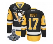 Men's Reebok Pittsburgh Penguins #17 Bryan Rust Authentic Black Gold Third 2017 Stanley Cup Champions NHL Jersey