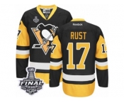 Men's Reebok Pittsburgh Penguins #17 Bryan Rust Authentic Black Gold Third 2017 Stanley Cup Final NHL Jersey