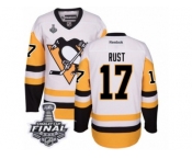Men's Reebok Pittsburgh Penguins #17 Bryan Rust Authentic White Away 2017 Stanley Cup Final NHL Jersey
