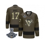 Men's Reebok Pittsburgh Penguins #17 Bryan Rust Premier Green Salute to Service 2017 Stanley Cup Champions NHL Jersey