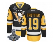 Men's Reebok Pittsburgh Penguins #19 Bryan Trottier Authentic Blac Gold Third 2017 Stanley Cup Champions NHL Jersey