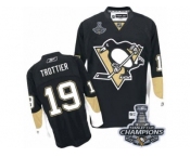 Men's Reebok Pittsburgh Penguins #19 Bryan Trottier Authentic Black Home 2017 Stanley Cup Champions NHL Jersey
