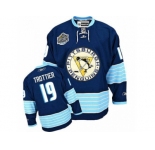 Men's Reebok Pittsburgh Penguins #19 Bryan Trottier Authentic Navy Blue Third Vintage NHL Jersey