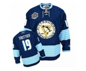 Men's Reebok Pittsburgh Penguins #19 Bryan Trottier Authentic Navy Blue Third Vintage NHL Jersey