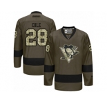 Men's Reebok Pittsburgh Penguins #28 Ian Cole Premier Green Salute to Service NHL Jersey
