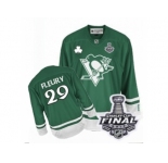 Men's Reebok Pittsburgh Penguins #29 Marc-Andre Fleury Authentic Green St Patty's Day 2017 Stanley Cup Final NHL Jersey
