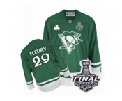 Men's Reebok Pittsburgh Penguins #29 Marc-Andre Fleury Authentic Green St Patty's Day 2017 Stanley Cup Final NHL Jersey