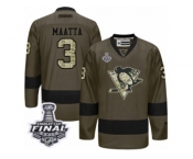 Men's Reebok Pittsburgh Penguins #3 Olli Maatta Authentic Green Salute to Service 2017 Stanley Cup Final NHL Jersey