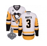 Men's Reebok Pittsburgh Penguins #3 Olli Maatta Authentic White Away 2017 Stanley Cup Final NHL Jersey