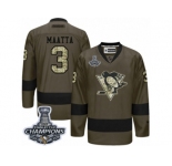 Men's Reebok Pittsburgh Penguins #3 Olli Maatta Premier Green Salute to Service 2017 Stanley Cup Champions NHL Jersey