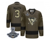 Men's Reebok Pittsburgh Penguins #3 Olli Maatta Premier Green Salute to Service 2017 Stanley Cup Champions NHL Jersey