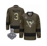 Men's Reebok Pittsburgh Penguins #3 Olli Maatta Premier Green Salute to Service 2017 Stanley Cup Final NHL Jersey