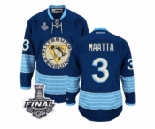 Men's Reebok Pittsburgh Penguins #3 Olli Maatta Premier Navy Blue Third Vintage 2017 Stanley Cup Final NHL Jersey