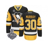 Men's Reebok Pittsburgh Penguins #30 Matt Murray Authentic Black Gold Third 2017 Stanley Cup Final NHL Jersey