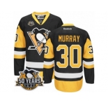 Men's Reebok Pittsburgh Penguins #30 Matt Murray Authentic Black Gold Third 50th Anniversary Patch NHL Jersey