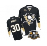 Men's Reebok Pittsburgh Penguins #30 Matt Murray Authentic Black Home 50th Anniversary Patch NHL Jersey
