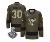 Men's Reebok Pittsburgh Penguins #30 Matt Murray Authentic Green Salute to Service 2017 Stanley Cup Final NHL Jersey