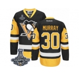 Men's Reebok Pittsburgh Penguins #30 Matt Murray Premier Black Gold Third 2017 Stanley Cup Champions NHL Jersey