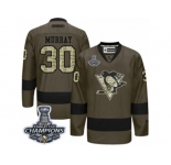 Men's Reebok Pittsburgh Penguins #30 Matt Murray Premier Green Salute to Service 2017 Stanley Cup Champions NHL Jersey