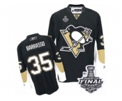 Men's Reebok Pittsburgh Penguins #35 Tom Barrasso Authentic Black Home 2017 Stanley Cup Final NHL Jersey