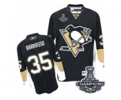 Men's Reebok Pittsburgh Penguins #35 Tom Barrasso Premier Black Home 2017 Stanley Cup Champions NHL Jersey