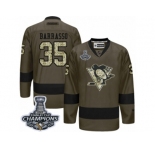 Men's Reebok Pittsburgh Penguins #35 Tom Barrasso Premier Green Salute to Service 2017 Stanley Cup Champions NHL Jersey