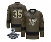 Men's Reebok Pittsburgh Penguins #35 Tom Barrasso Premier Green Salute to Service 2017 Stanley Cup Champions NHL Jersey