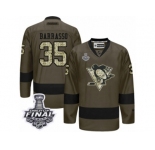 Men's Reebok Pittsburgh Penguins #35 Tom Barrasso Premier Green Salute to Service 2017 Stanley Cup Final NHL Jersey