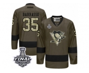 Men's Reebok Pittsburgh Penguins #35 Tom Barrasso Premier Green Salute to Service 2017 Stanley Cup Final NHL Jersey